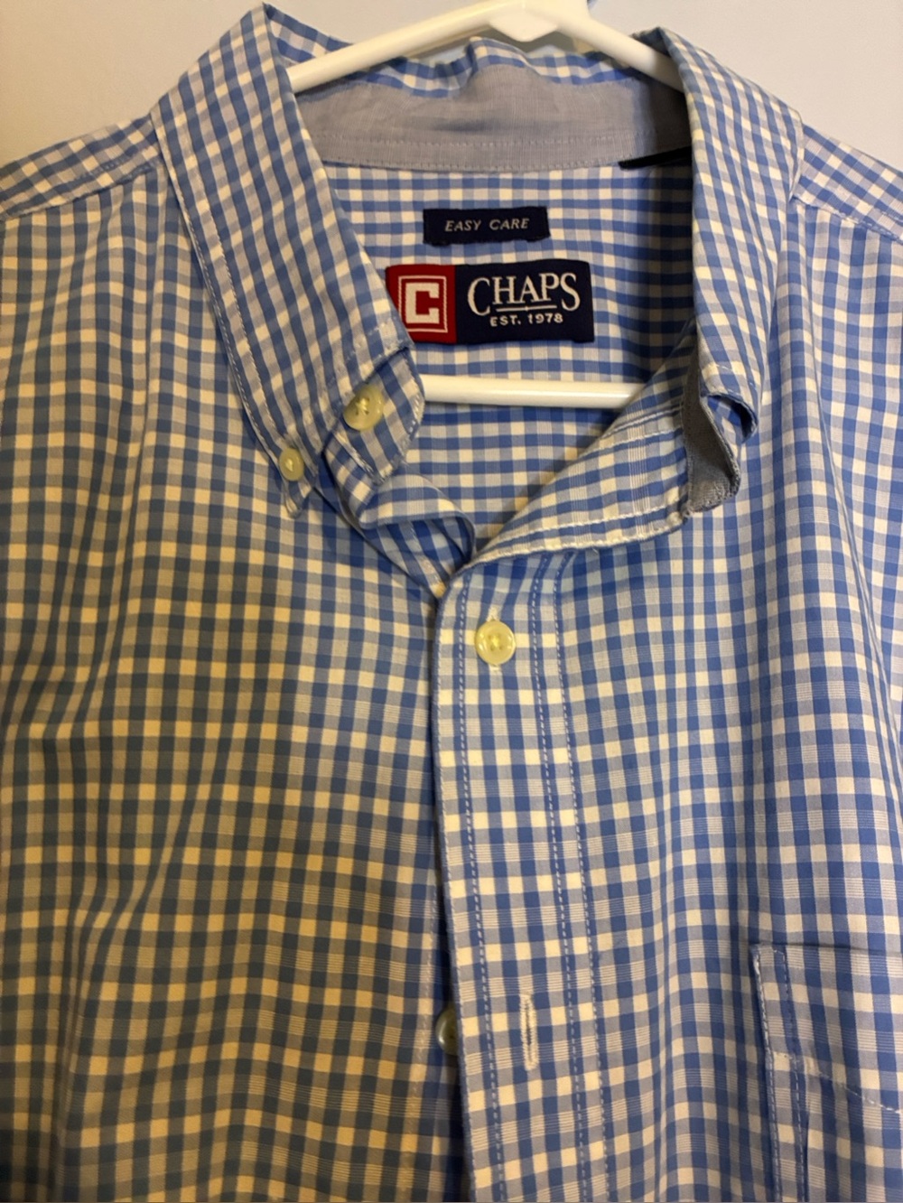 Chaps Men’s Light Blue and White Button-Down Shirt